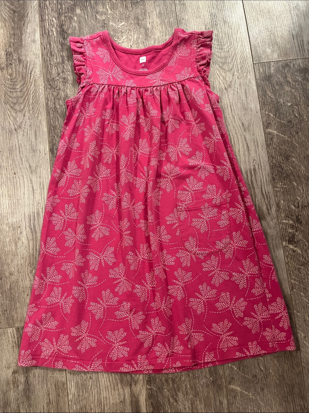 Tea Collection Fuchsia Butterfly-Print Casual Dress girls size 6